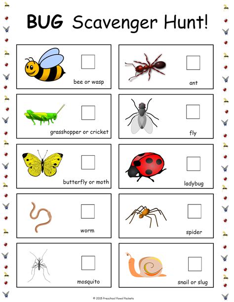 bug scavenger hunt free printable|More.